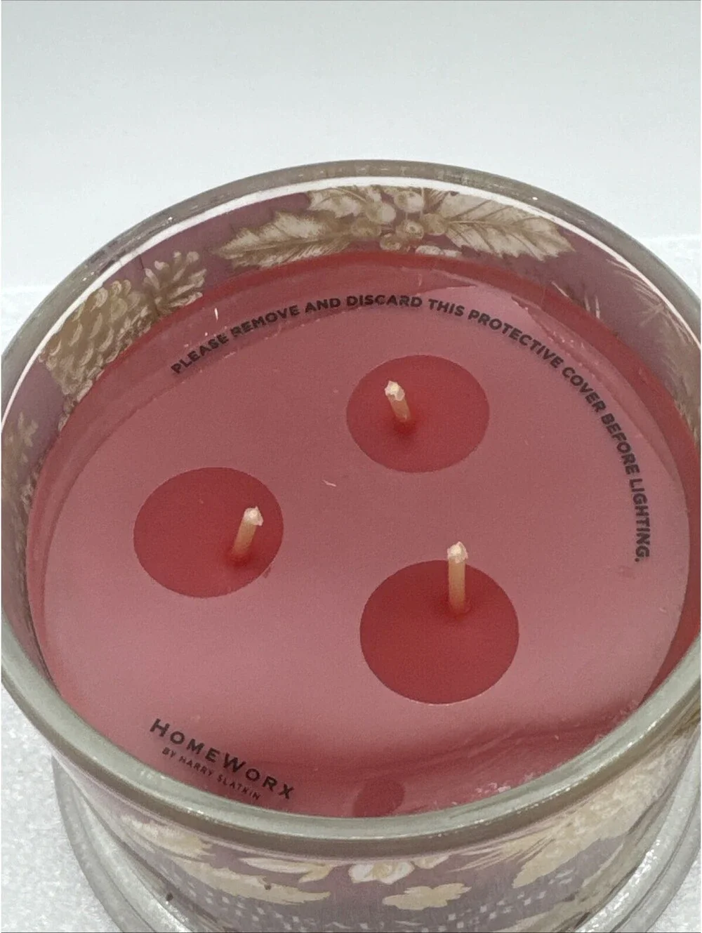 HomeWorx Slatkin 3 Wick 14oz Bordeaux Fig & Wild Raspberry Glass Candle New